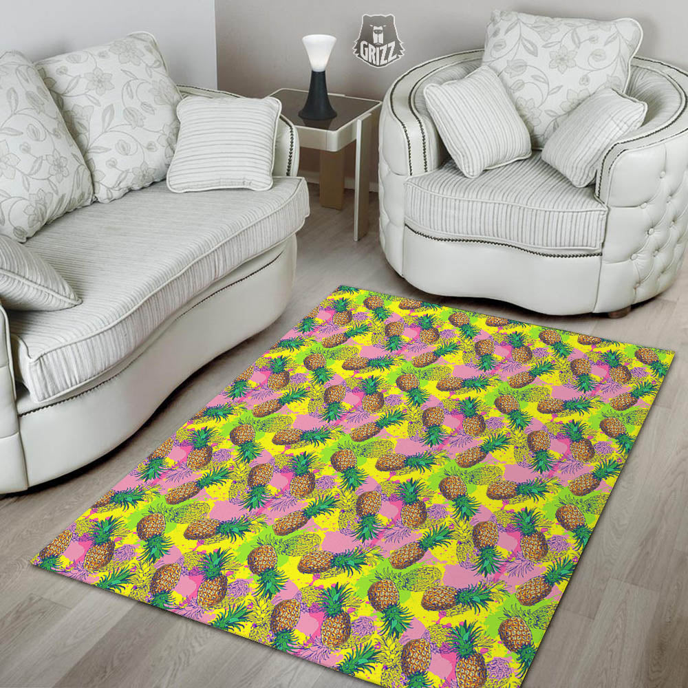 Pineapple Aloha Colorful Print Pattern Floor Mat-grizzshop