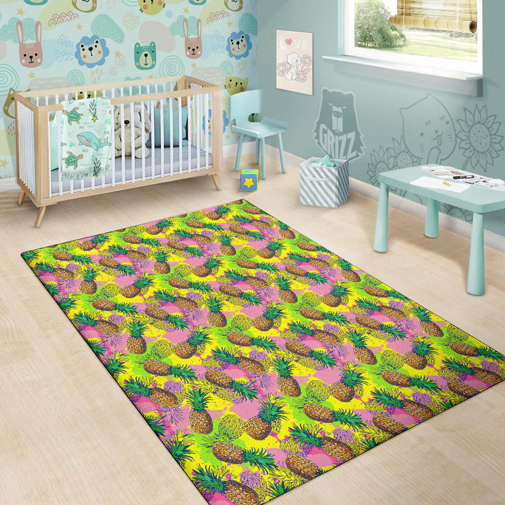 Pineapple Aloha Colorful Print Pattern Floor Mat-grizzshop