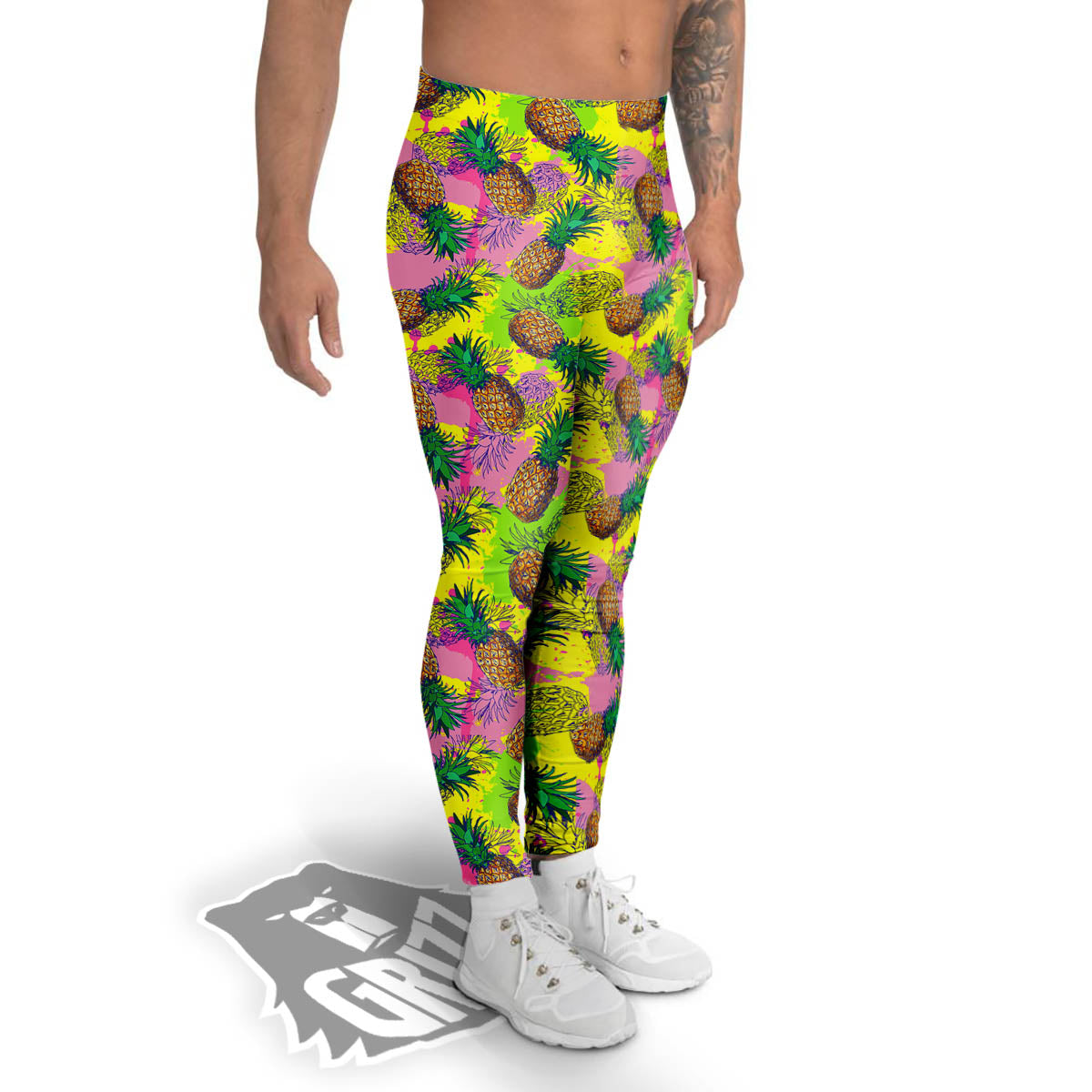 Pineapple Aloha Colorful Print Pattern Men's Leggings-grizzshop