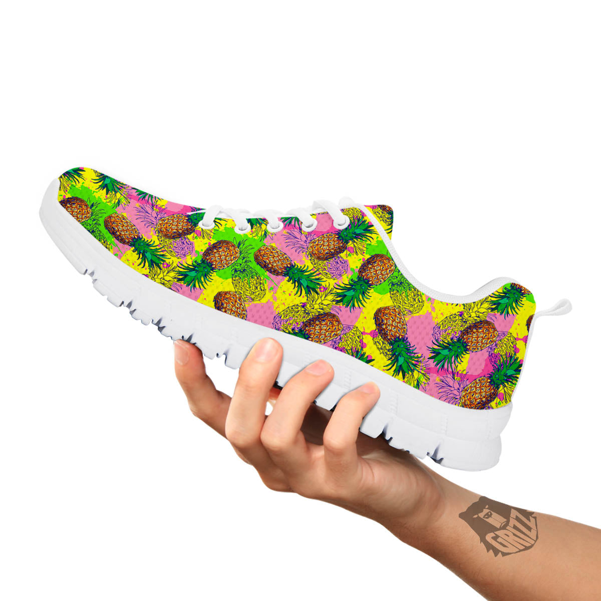 Pineapple Aloha Colorful Print Pattern White Sneaker-grizzshop