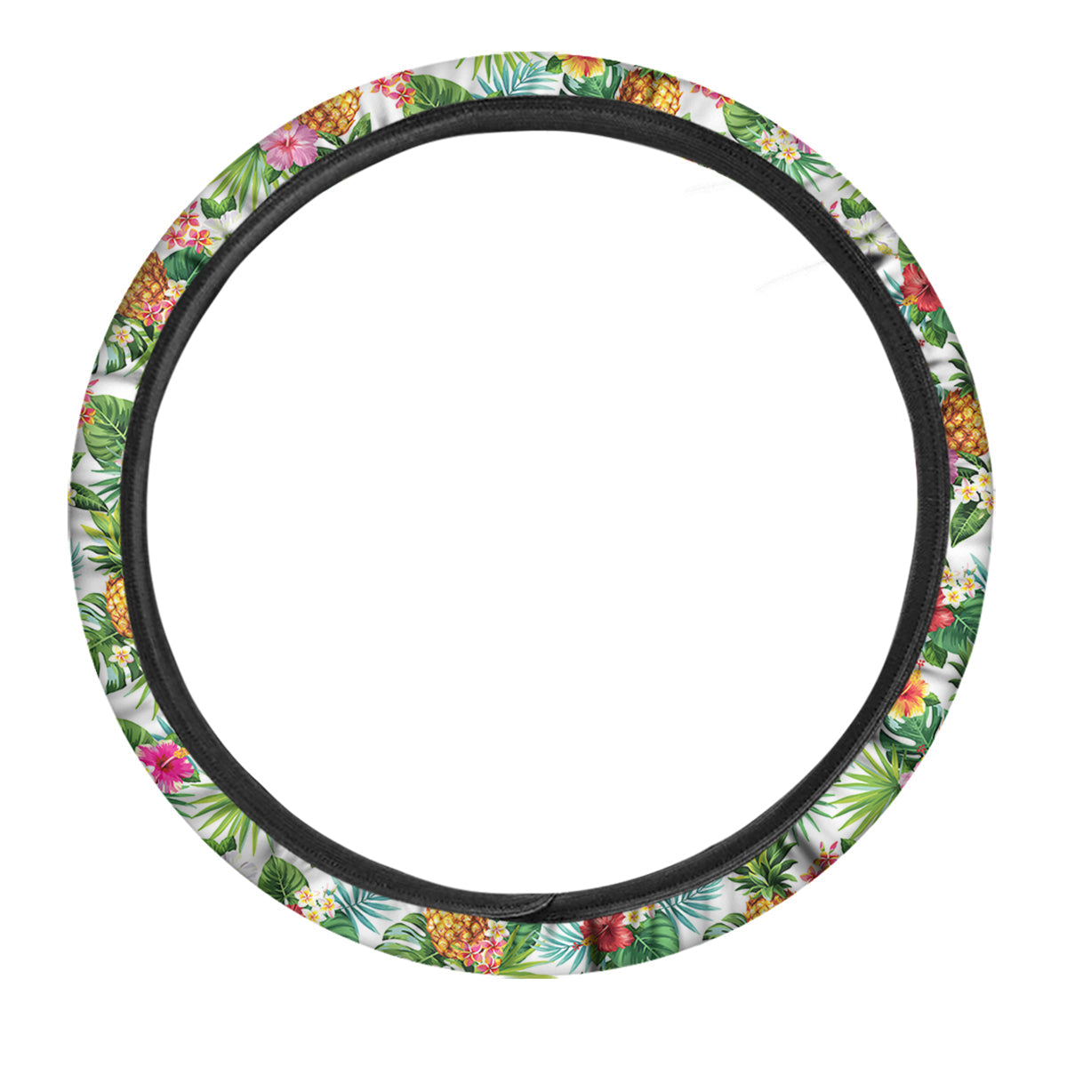 Pineapple Aloha Hawaiian Print Pattern Car Steering Wheel Cover-grizzshop