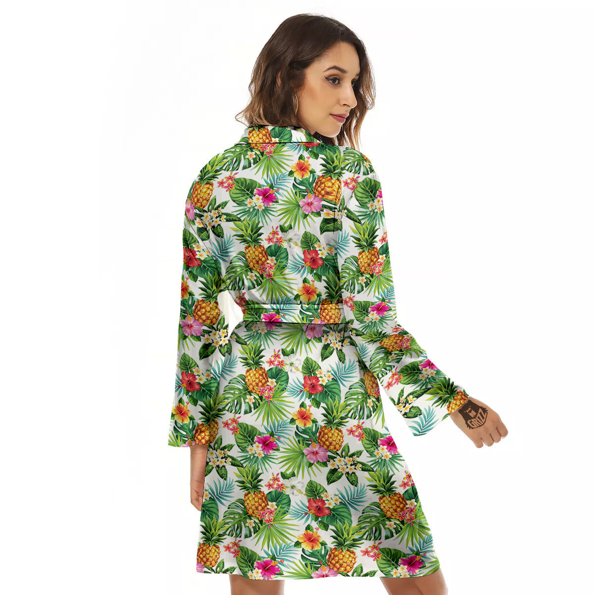 Pineapple Aloha Hawaiian Print Pattern Women's Robe-grizzshop