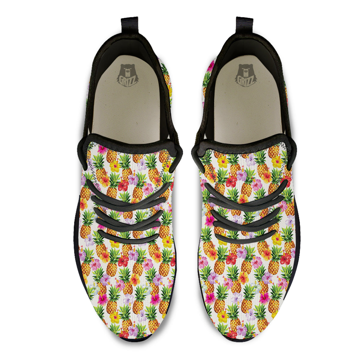 Pineapple Aloha Summer Print Pattern Black Athletic Shoes-grizzshop