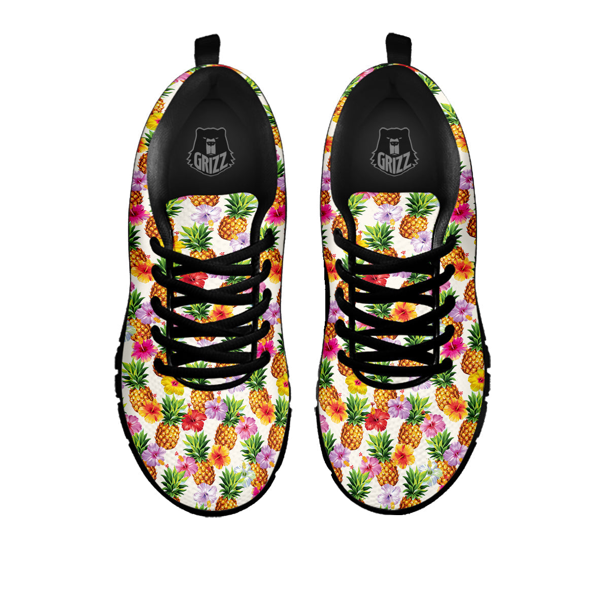 Pineapple Aloha Summer Print Pattern Black Sneaker-grizzshop