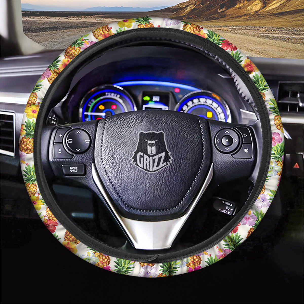 Pineapple Aloha Summer Print Pattern Car Steering Wheel Cover-grizzshop