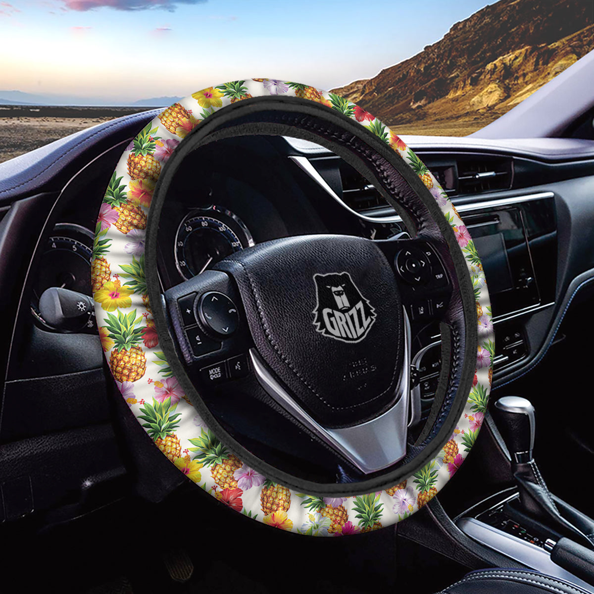 Pineapple Aloha Summer Print Pattern Car Steering Wheel Cover-grizzshop