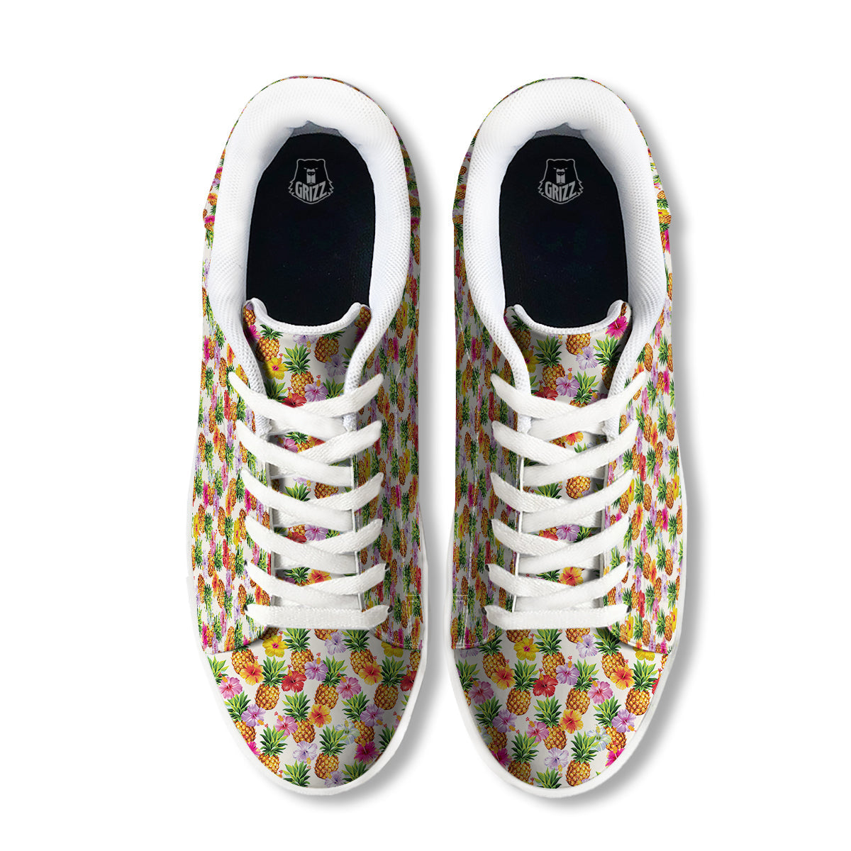 Pineapple Aloha Summer Print Pattern White Low Top Sneakers-grizzshop