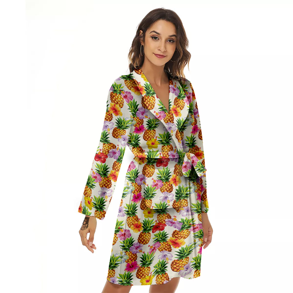 Pineapple Aloha Summer Print Pattern Women's Robe-grizzshop