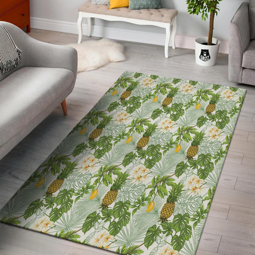 Pineapple Aloha White Print Pattern Floor Mat-grizzshop