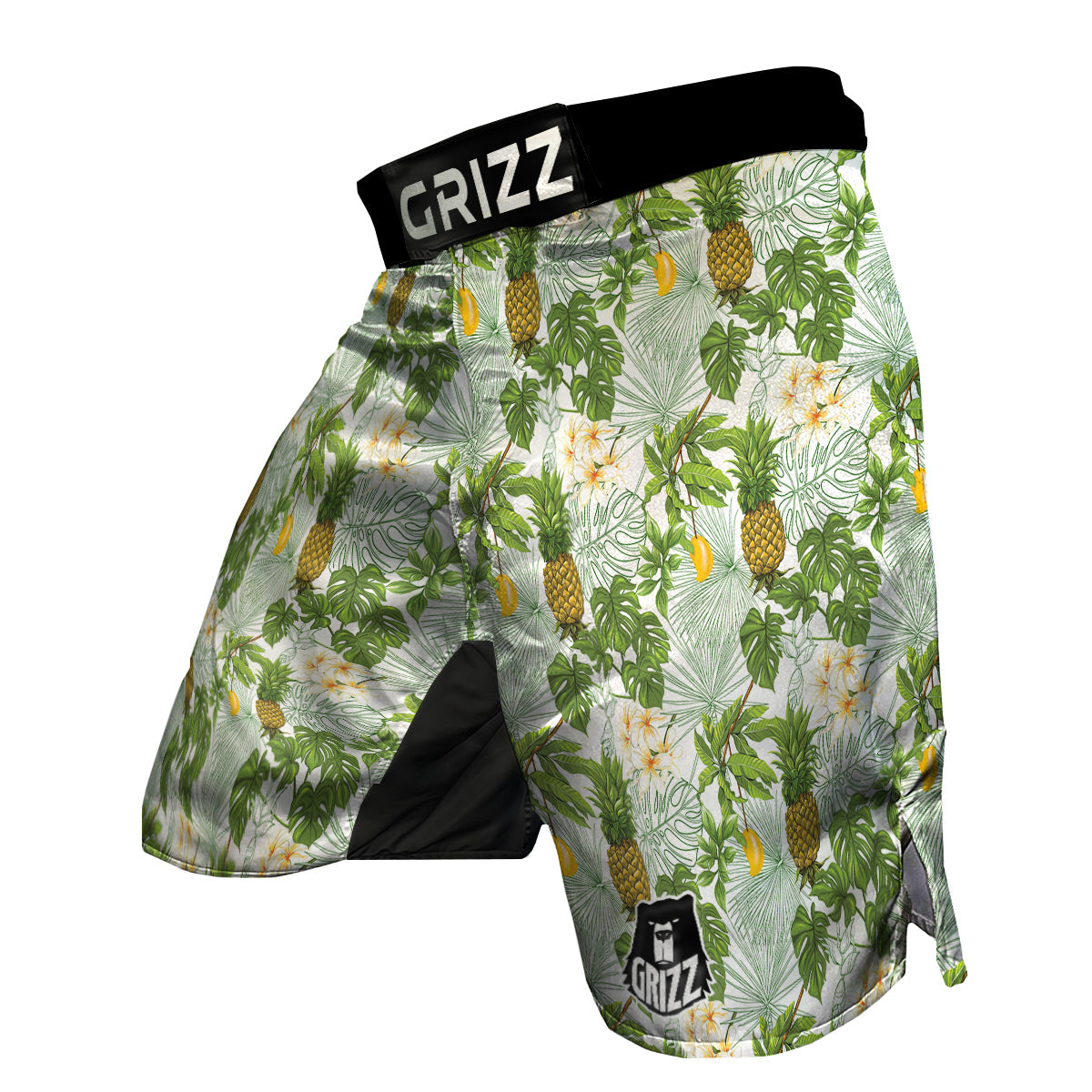 Pineapple Aloha White Print Pattern MMA Shorts-grizzshop