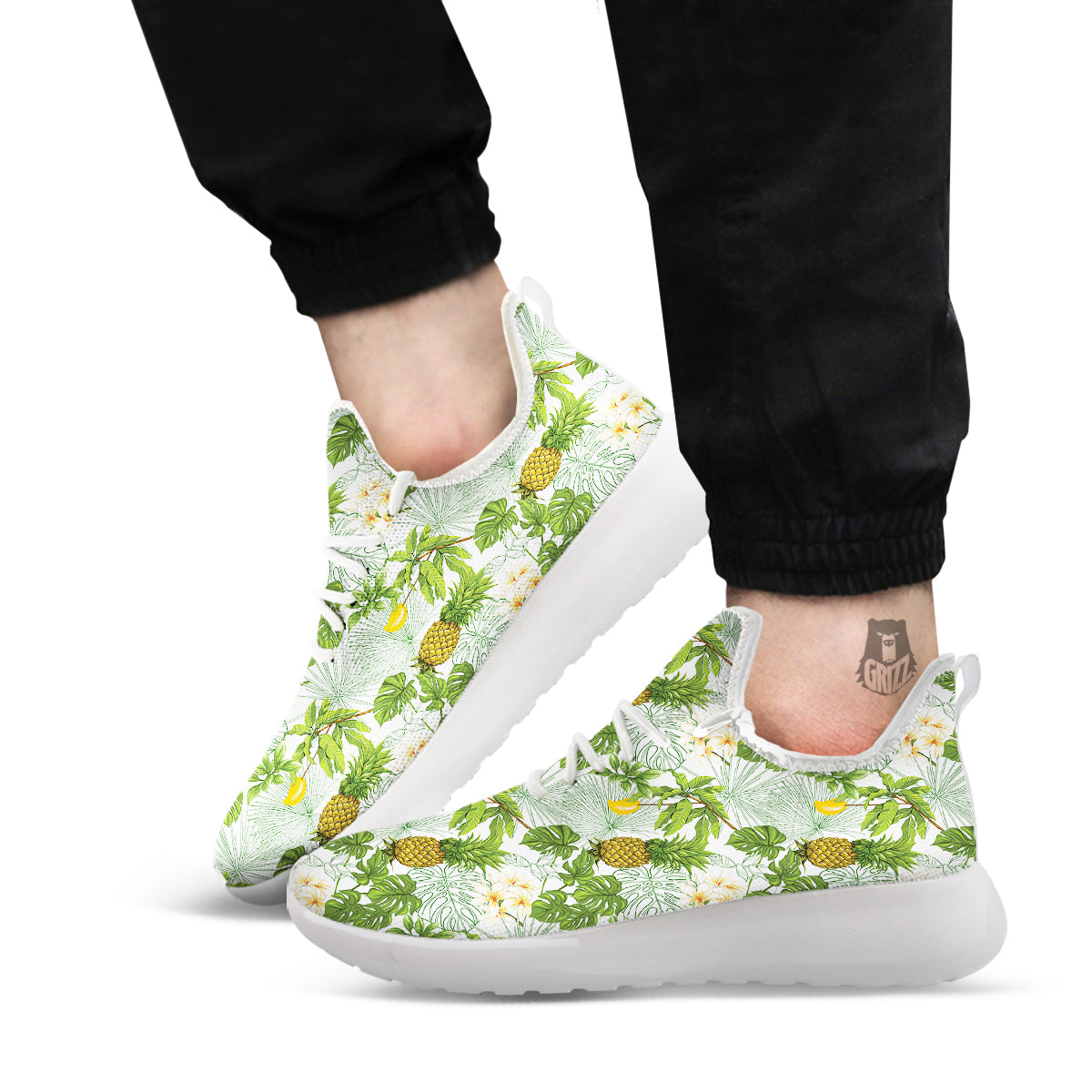 Pineapple Aloha White Print Pattern White Athletic Shoes-grizzshop