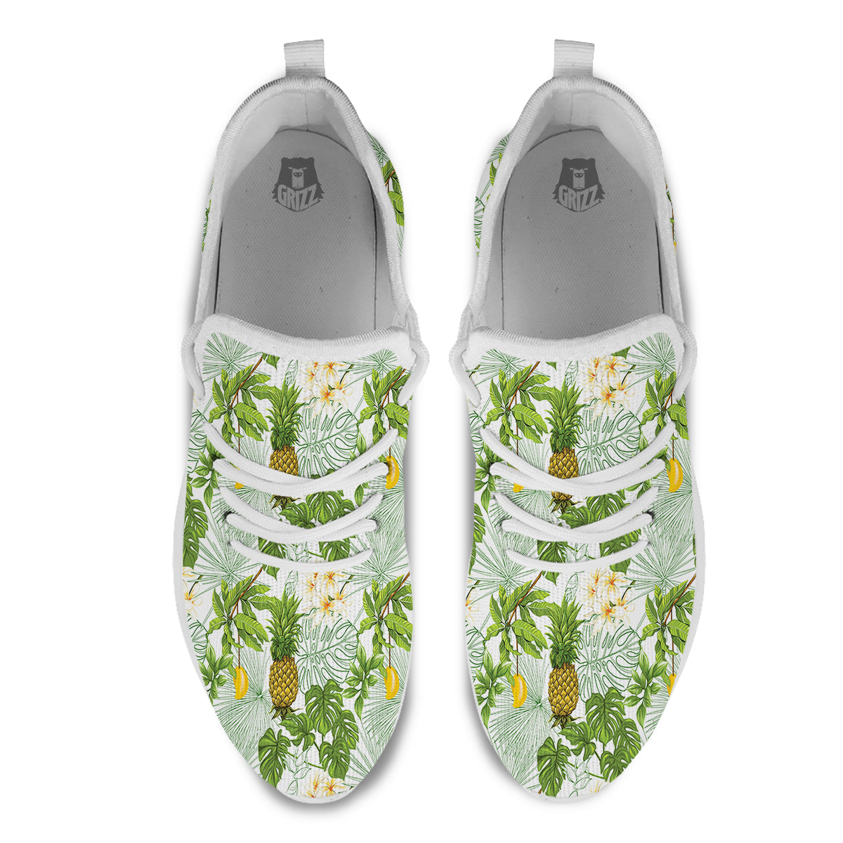 Pineapple Aloha White Print Pattern White Athletic Shoes-grizzshop