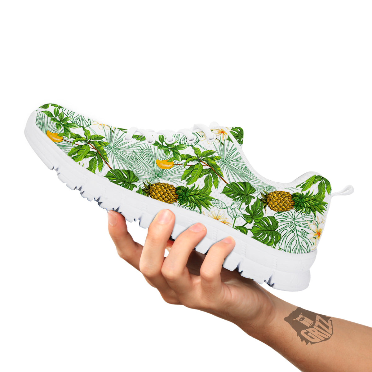 Pineapple Aloha White Print Pattern White Sneaker-grizzshop