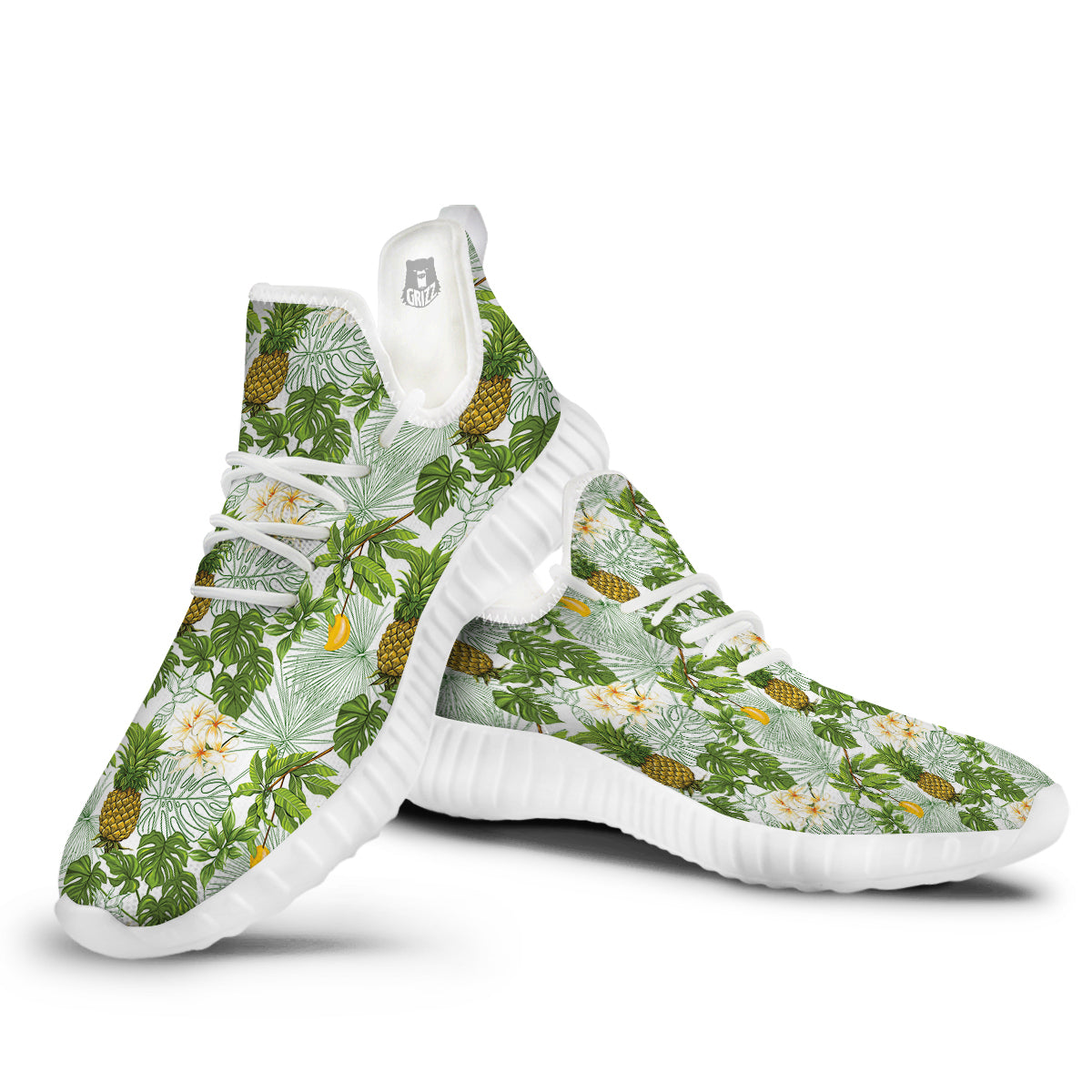 Pineapple Aloha White Print Pattern White Walking Shoes-grizzshop