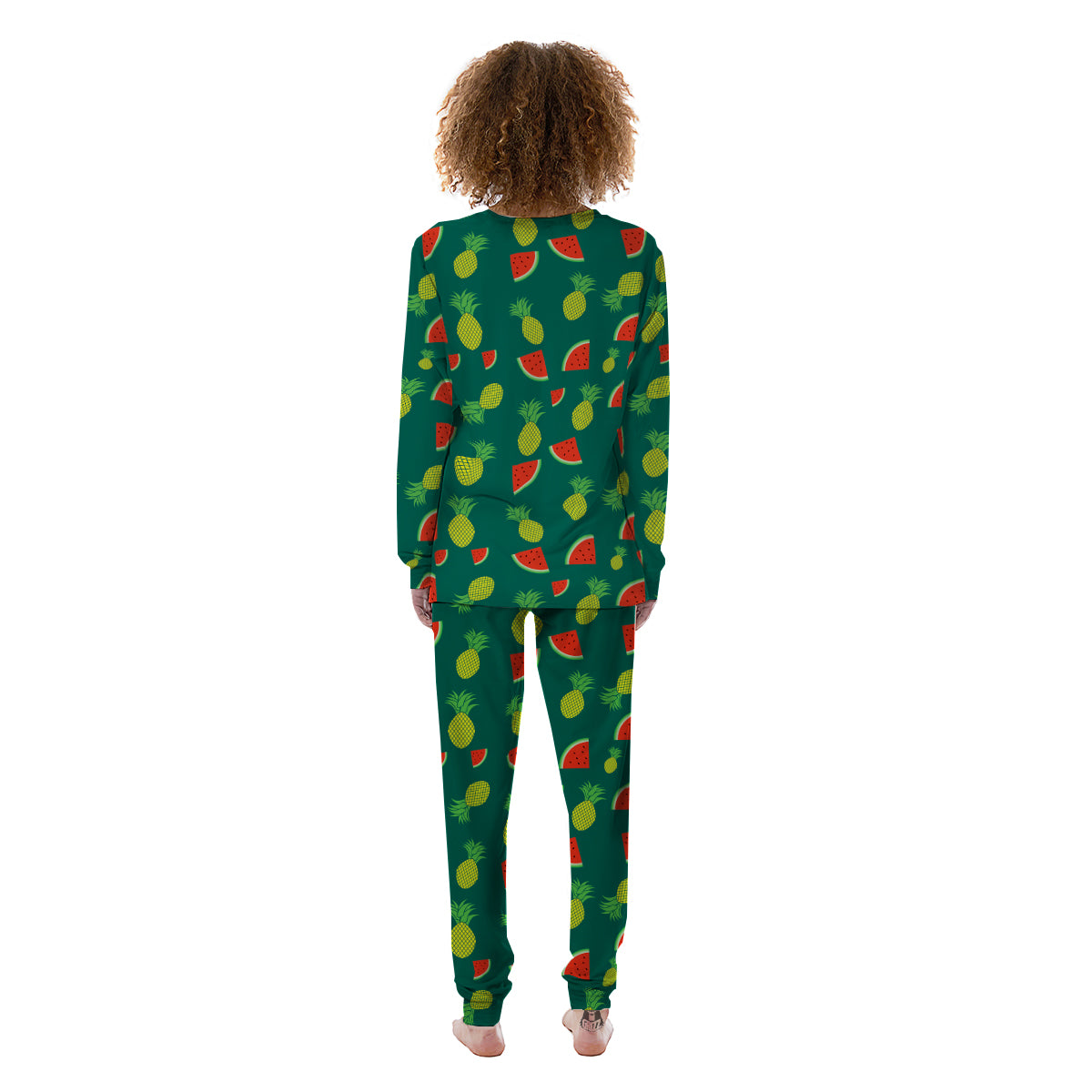 Pineapple And Tropical Watermelon Print Pattern Women's Pajamas-grizzshop