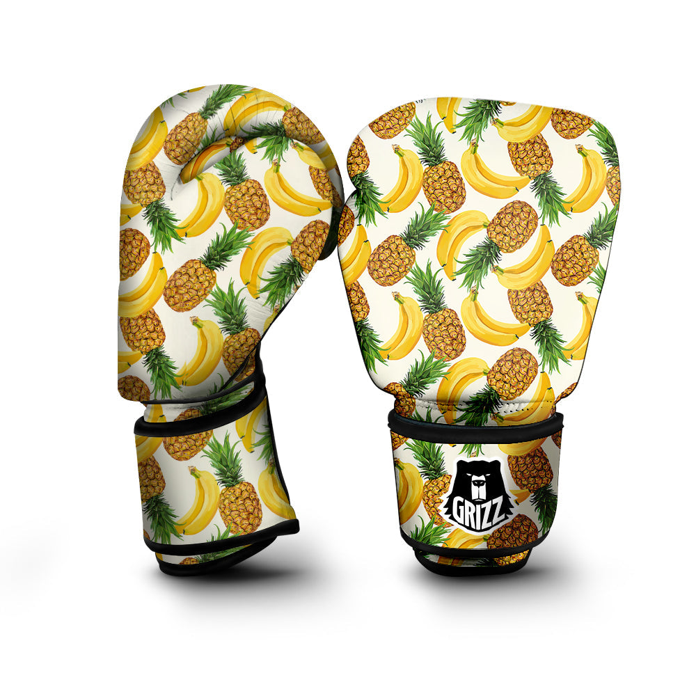 Pineapple Banana Print Pattern Boxing Gloves-grizzshop