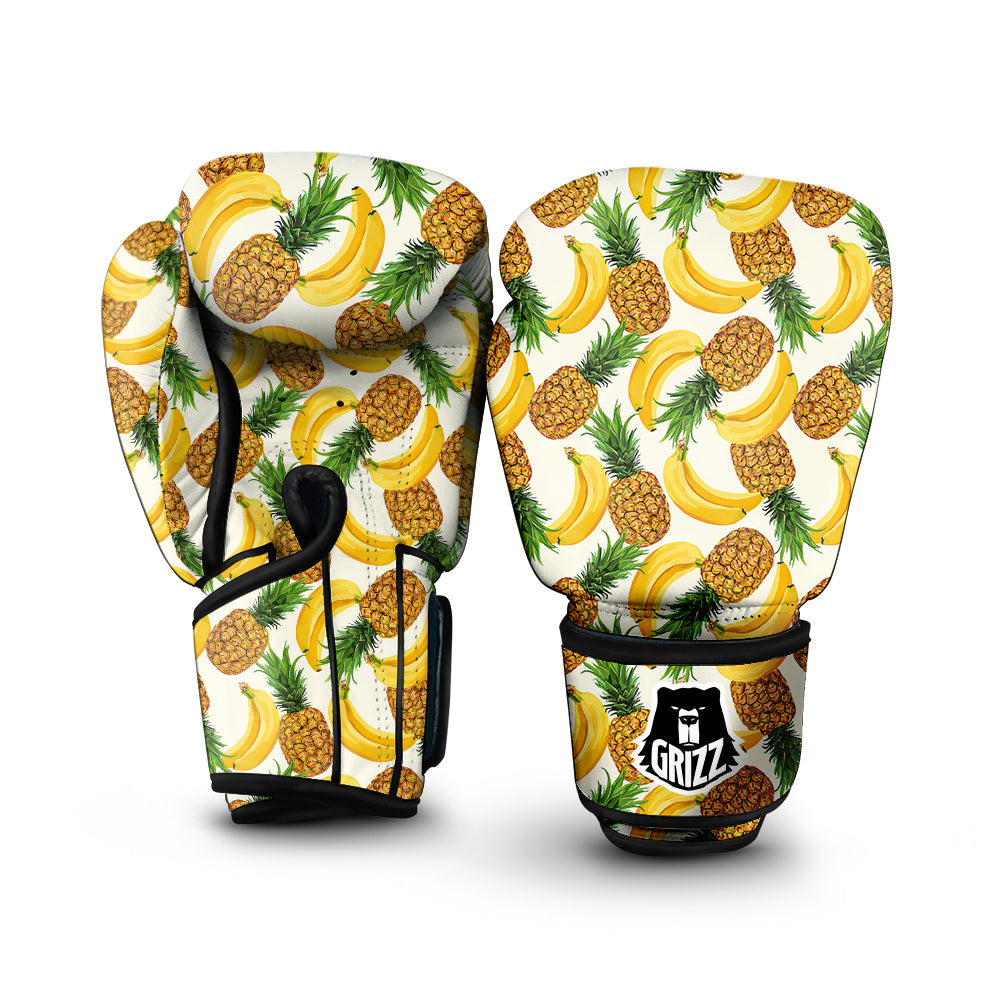 Pineapple Banana Print Pattern Boxing Gloves-grizzshop