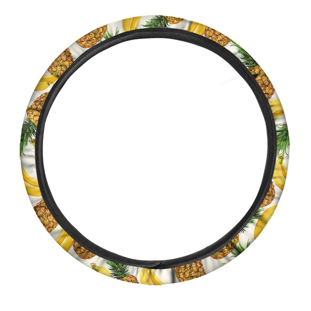 Pineapple Banana Print Pattern Car Steering Wheel Cover-grizzshop