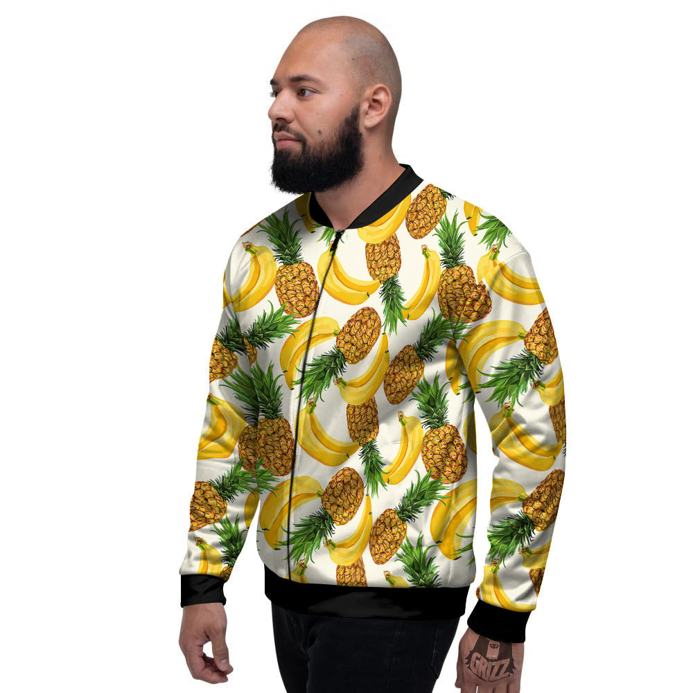 Pineapple Banana Print Pattern Men's Bomber Jacket-grizzshop
