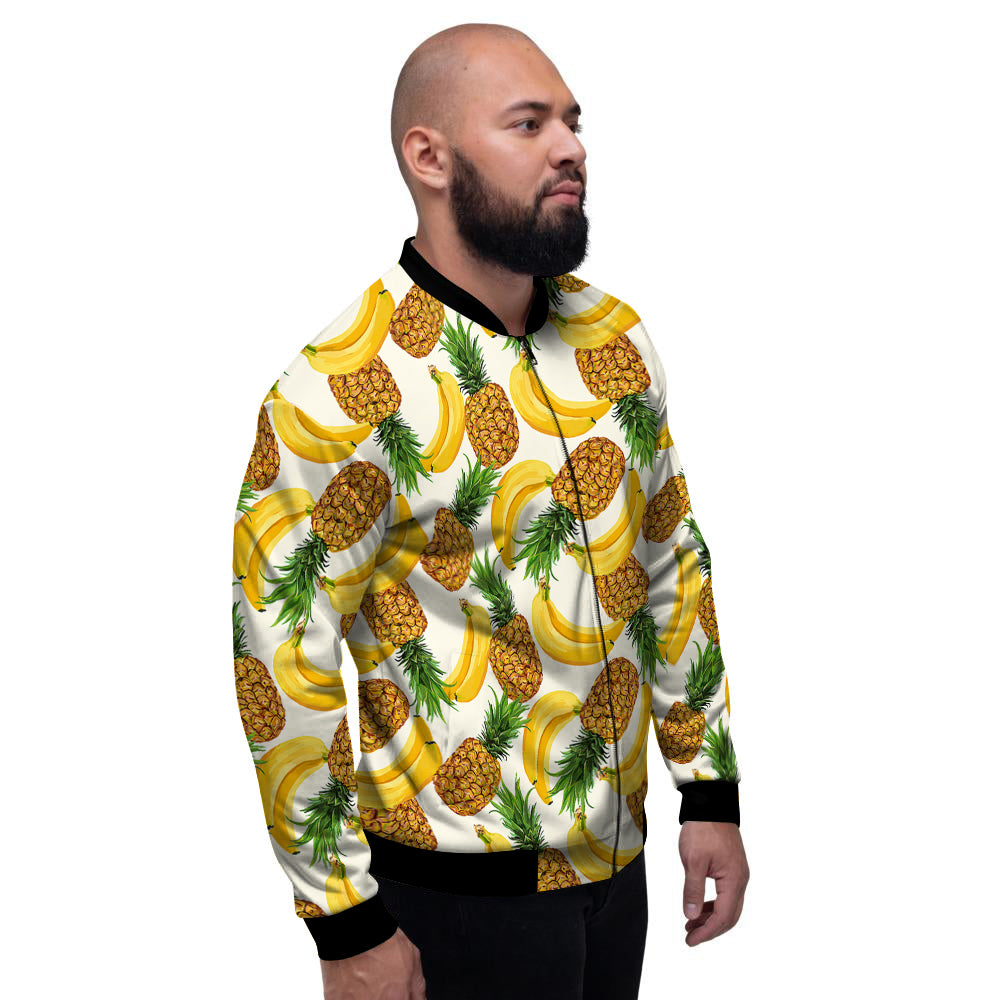 Pineapple Banana Print Pattern Men's Bomber Jacket-grizzshop
