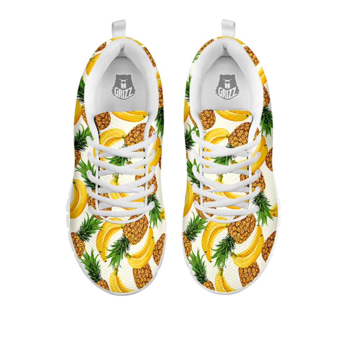 Pineapple Banana Print Pattern White Sneaker-grizzshop
