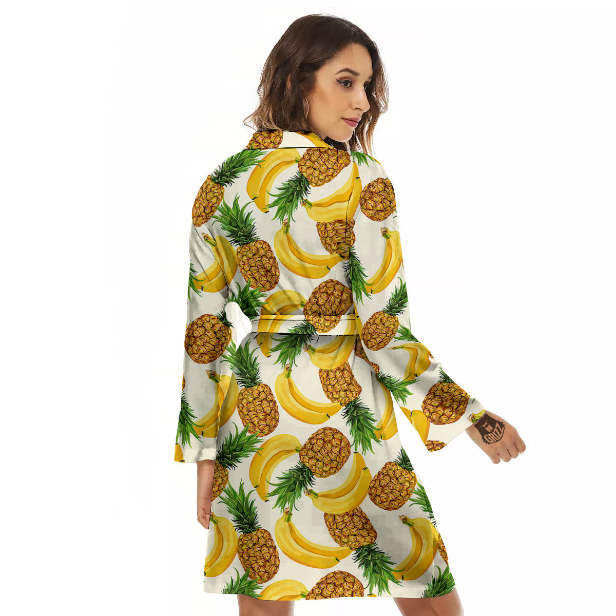 Pineapple Banana Print Pattern Women's Robe-grizzshop