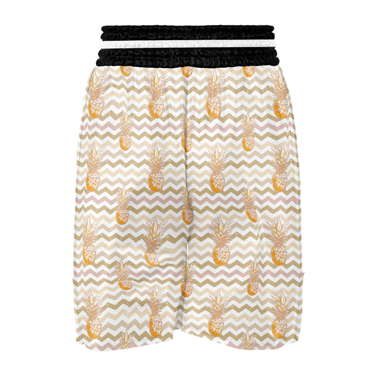Pineapple Beige Zig Zag Print Pattern Boxing Shorts-grizzshop