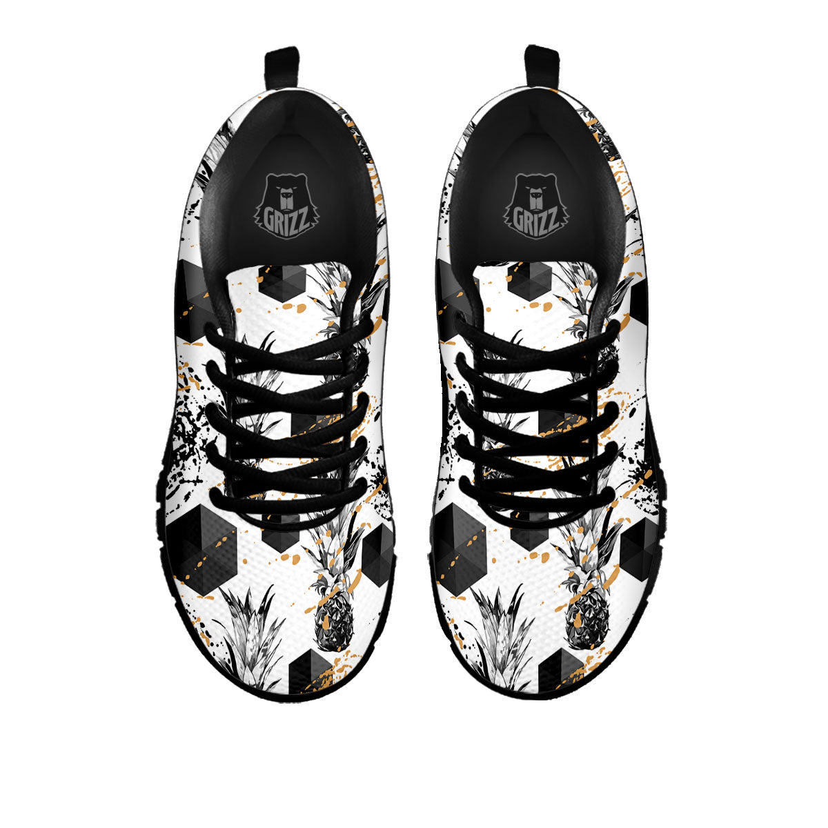 Pineapple Black Geometric Print Pattern Black Sneaker-grizzshop