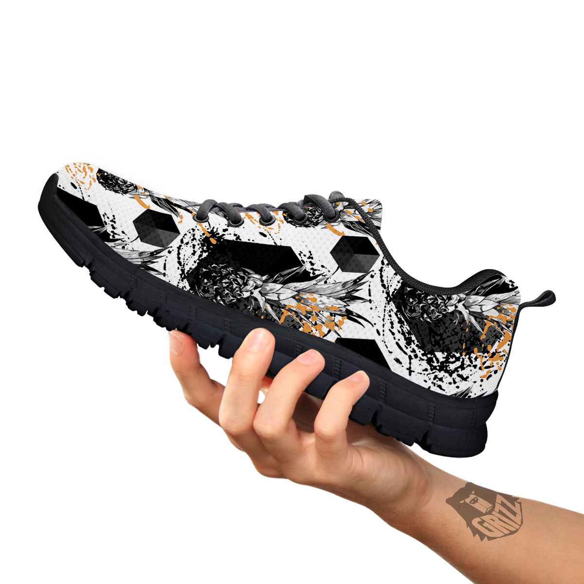 Pineapple Black Geometric Print Pattern Black Sneaker-grizzshop