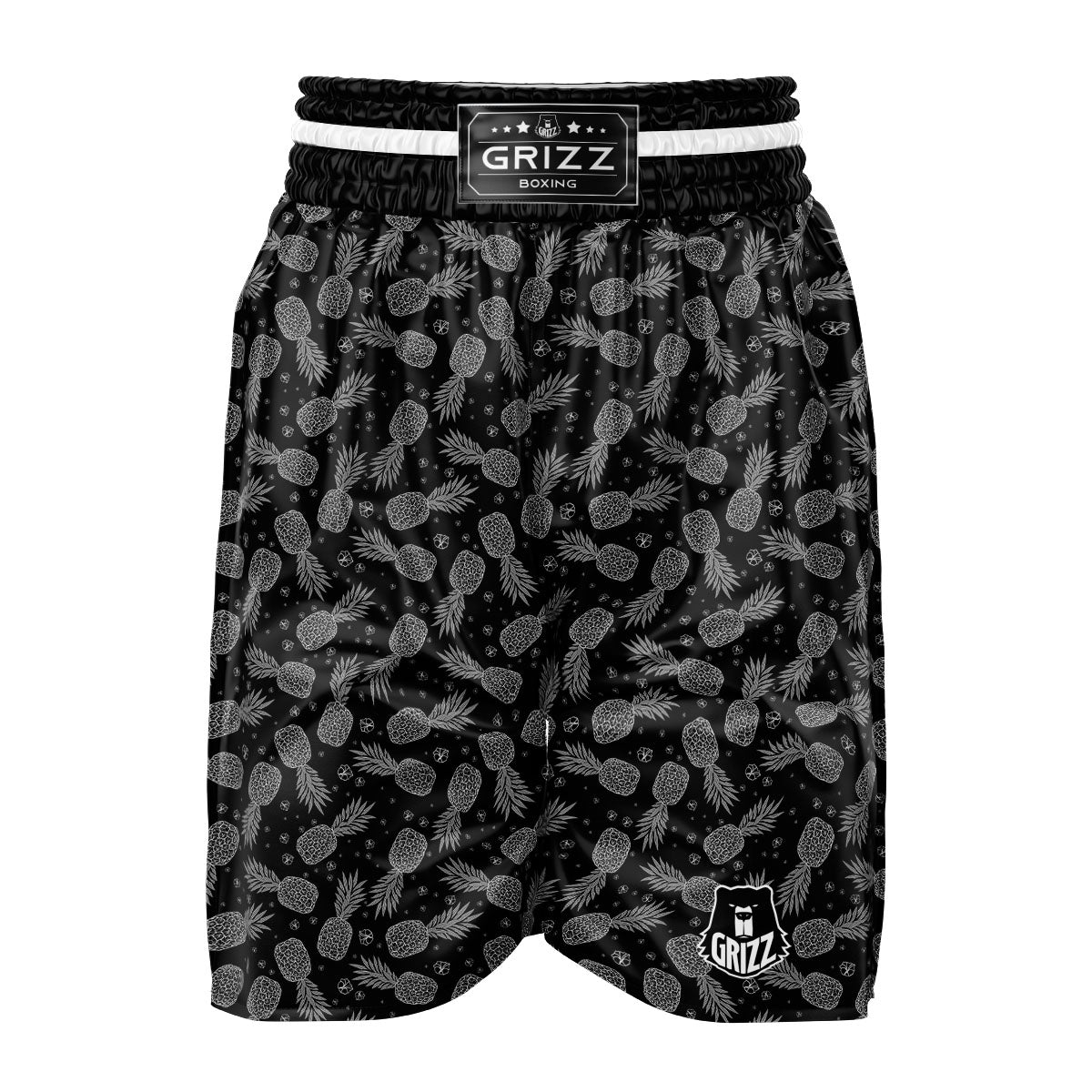 Pineapple Black Print Pattern Boxing Shorts-grizzshop