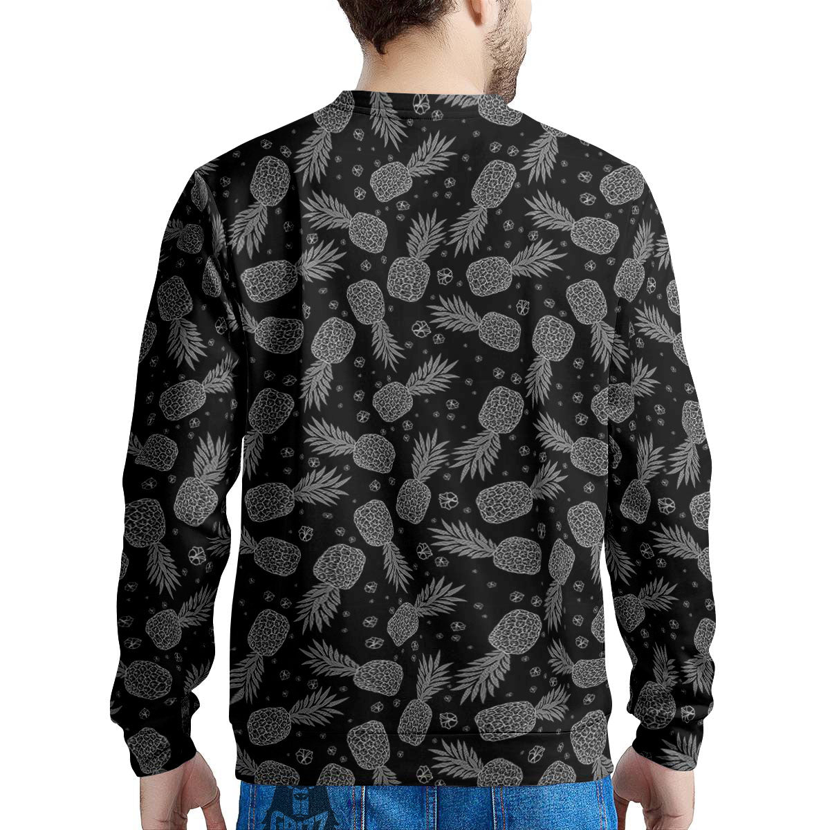 Pineapple Black Print Pattern Men's Sweatshirt-grizzshop