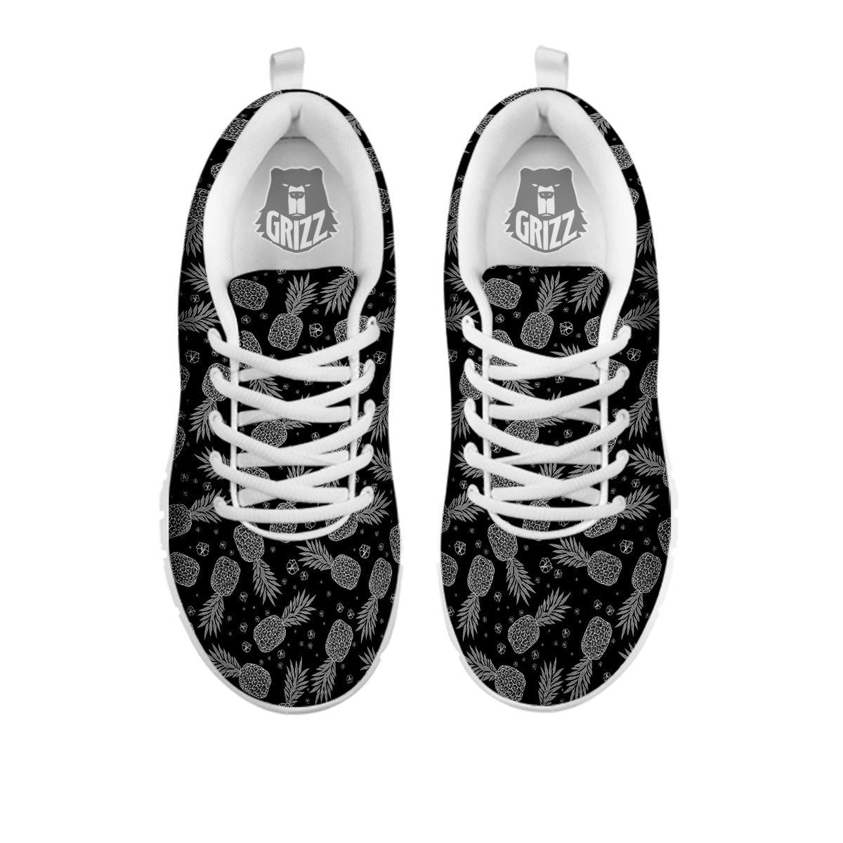 Pineapple Black Print Pattern White Sneaker-grizzshop