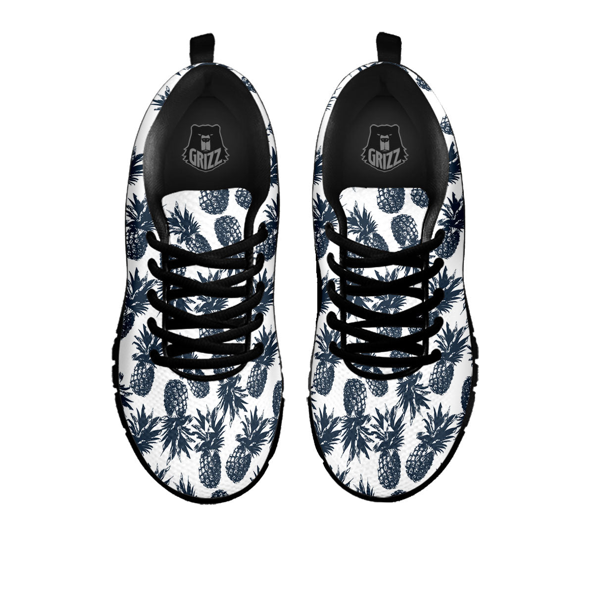 Pineapple Black Tropical Print Pattern Black Sneaker-grizzshop