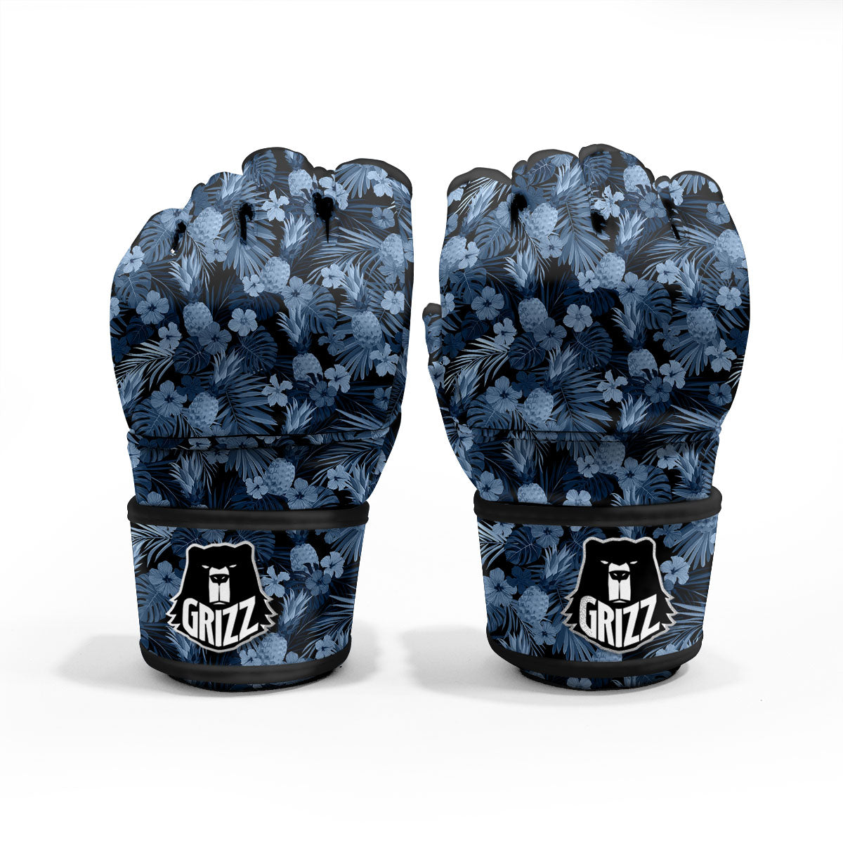 Pineapple Blue Aloha Print Pattern MMA Gloves-grizzshop