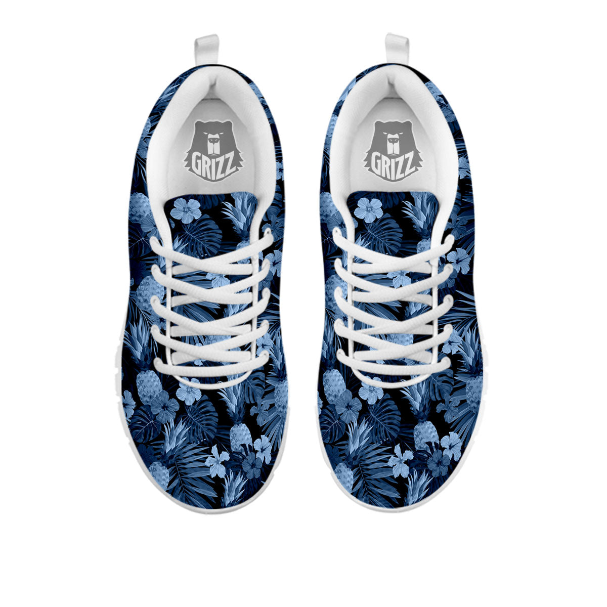 Pineapple Blue Aloha Print Pattern White Sneaker-grizzshop
