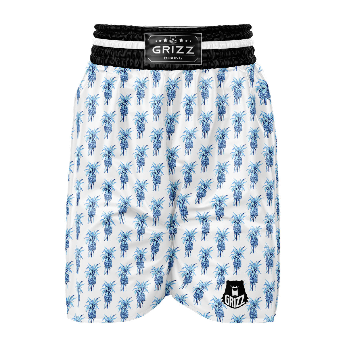 Pineapple Blue Leaf Print Pattern Boxing Shorts-grizzshop
