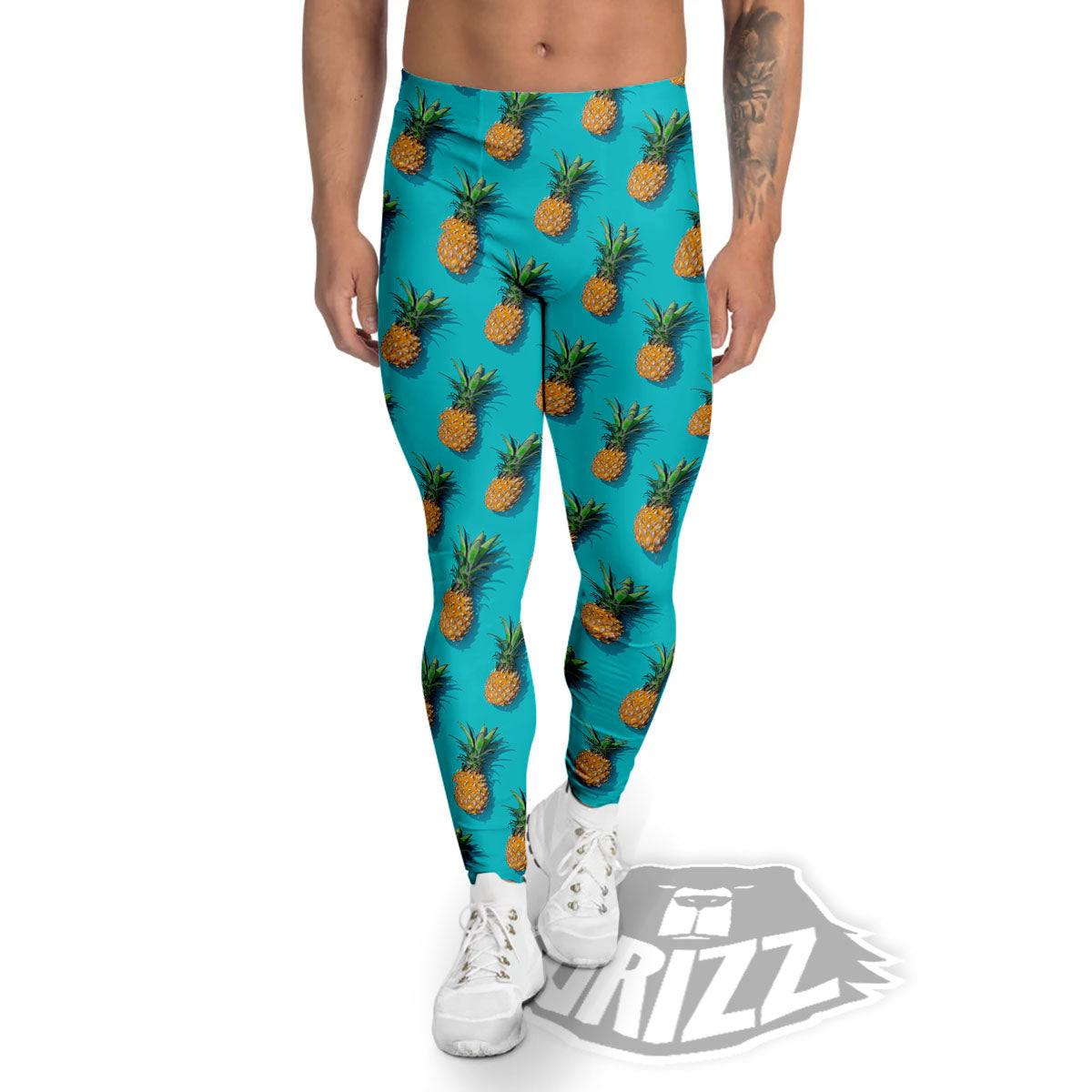 Pineapple Blue Print Pattern Men's Leggings-grizzshop