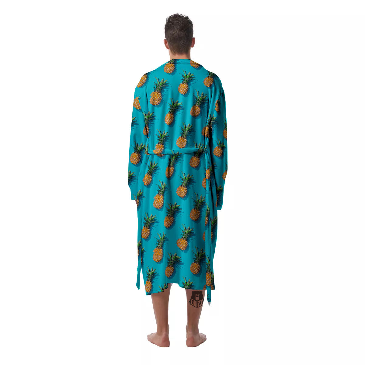 Pineapple Blue Print Pattern Men's Robe-grizzshop