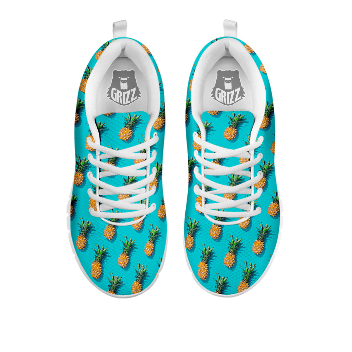 Pineapple Blue Print Pattern White Sneaker-grizzshop
