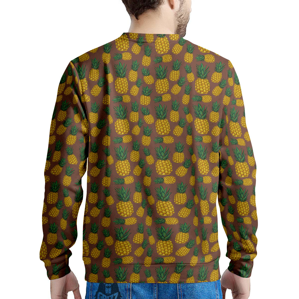 Pineapple Brown Print Pattern Men's Sweatshirt-grizzshop