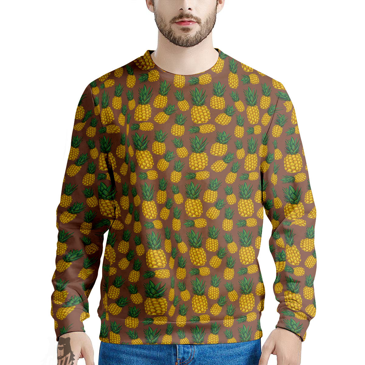Pineapple Brown Print Pattern Men's Sweatshirt-grizzshop