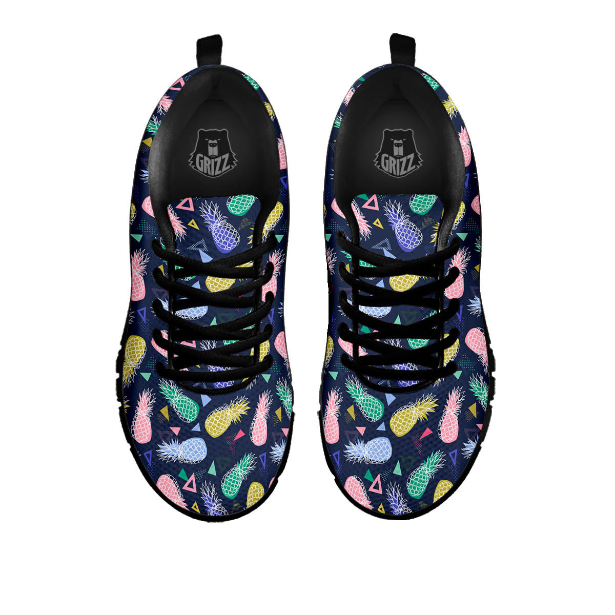 Pineapple Colorful Print Pattern Black Sneaker-grizzshop
