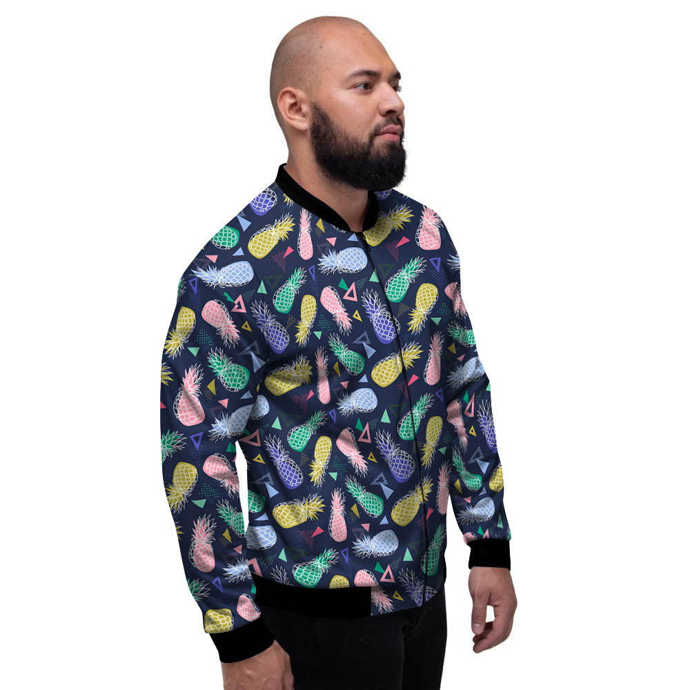 Pineapple Colorful Print Pattern Men's Bomber Jacket-grizzshop