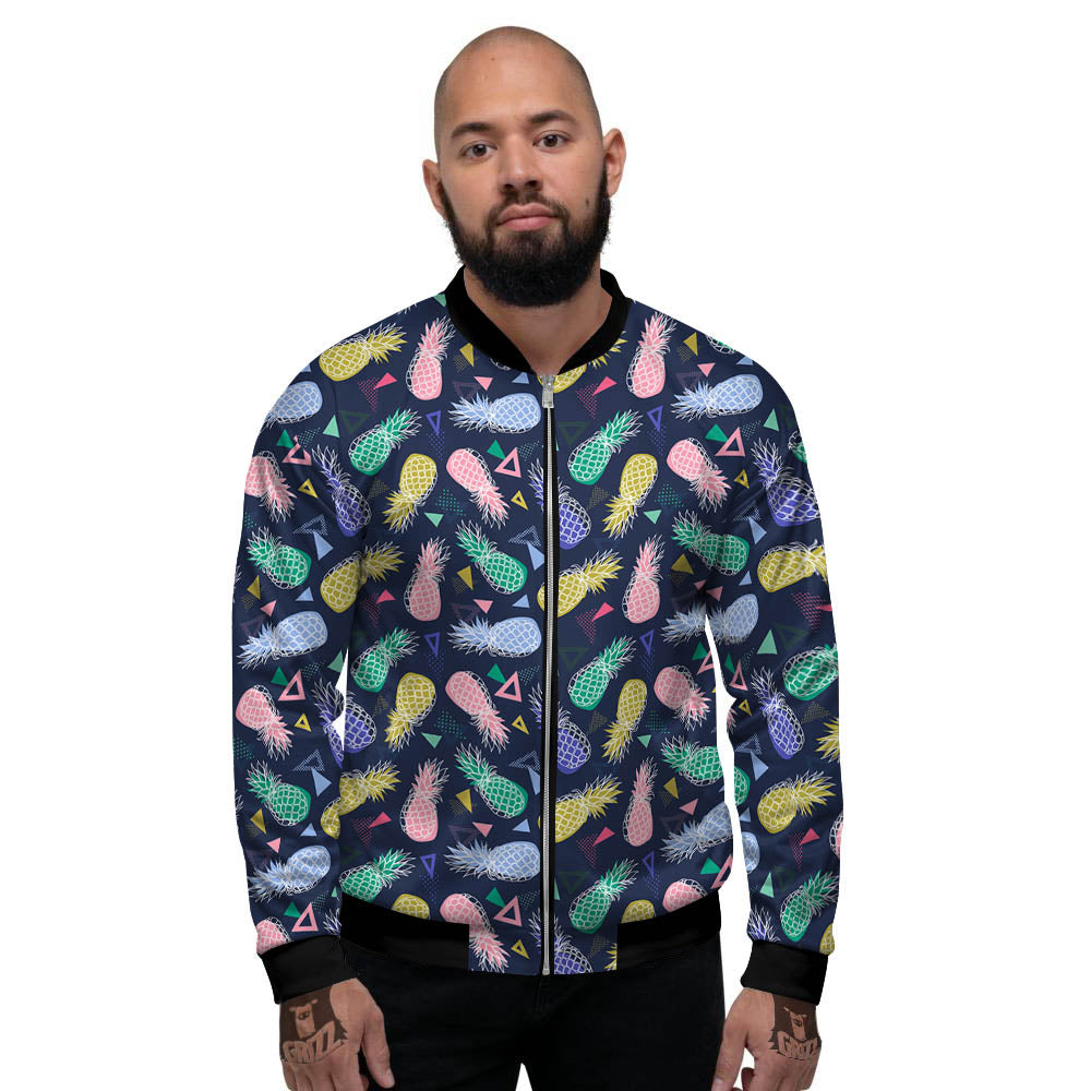 Pineapple Colorful Print Pattern Men's Bomber Jacket-grizzshop