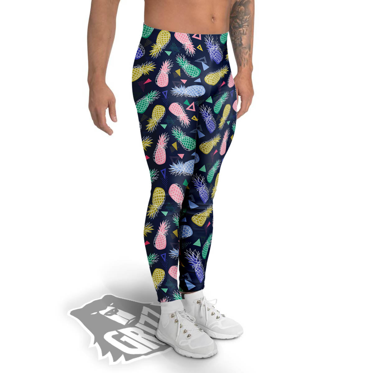 Pineapple Colorful Print Pattern Men's Leggings-grizzshop