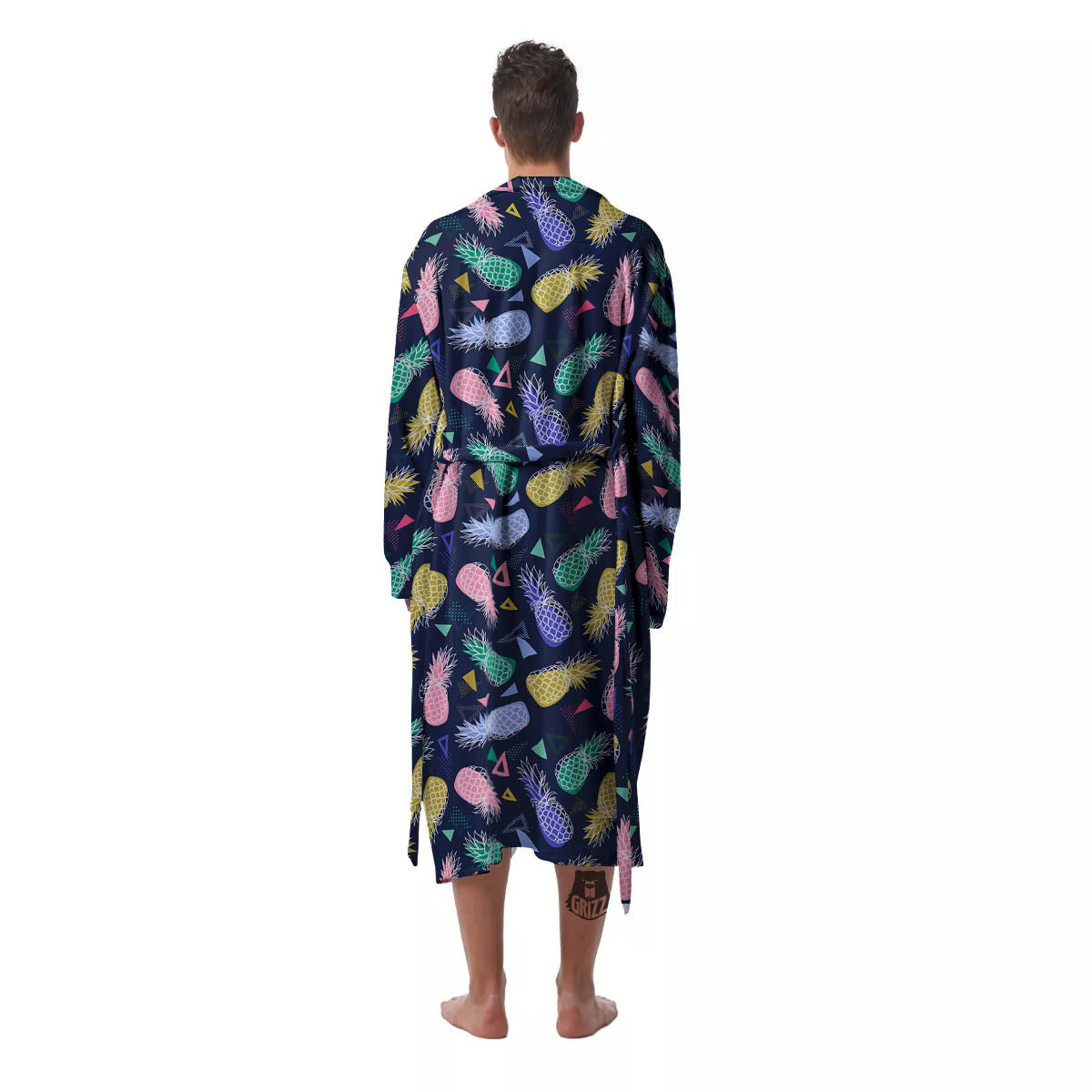 Pineapple Colorful Print Pattern Men's Robe-grizzshop
