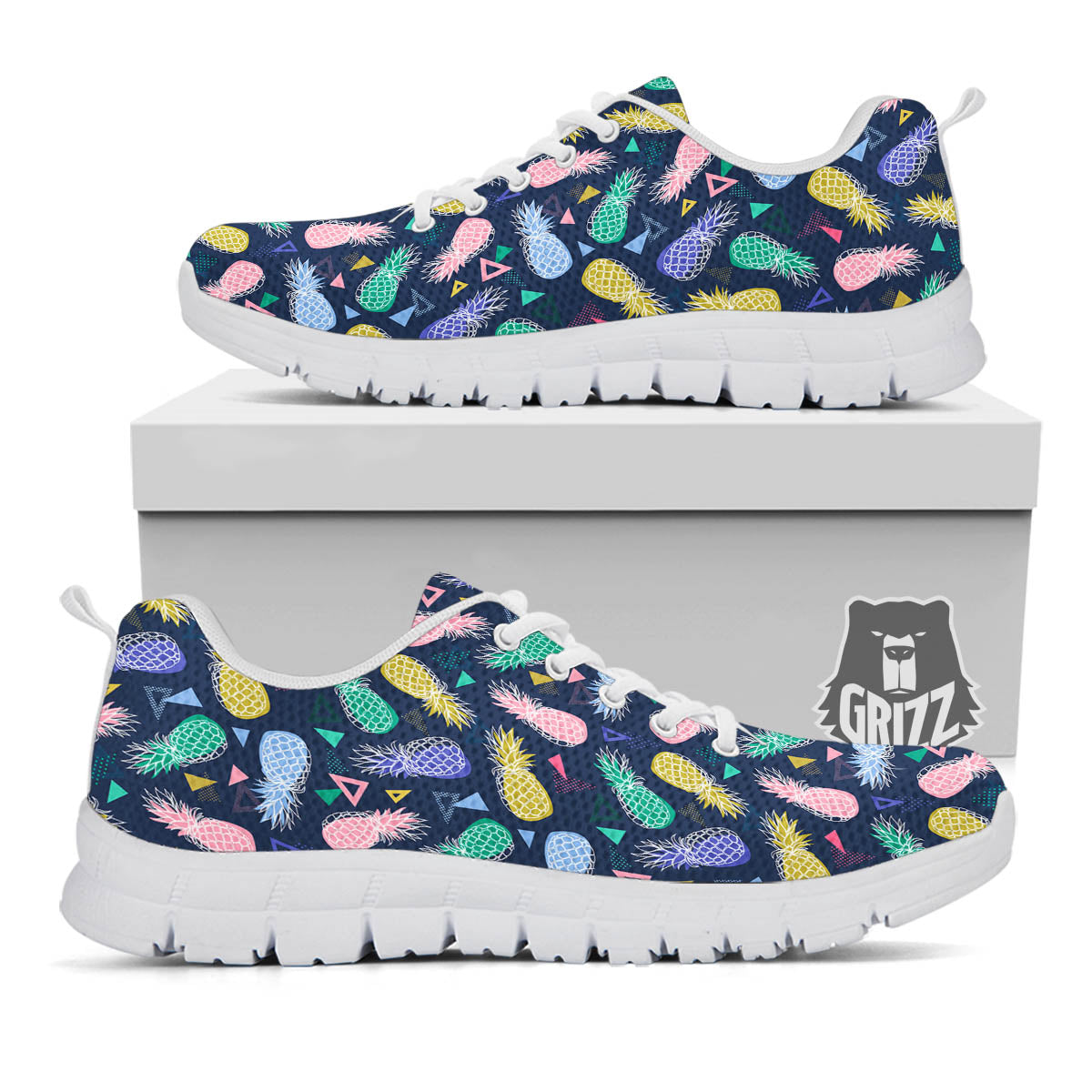 Pineapple Colorful Print Pattern White Sneaker-grizzshop