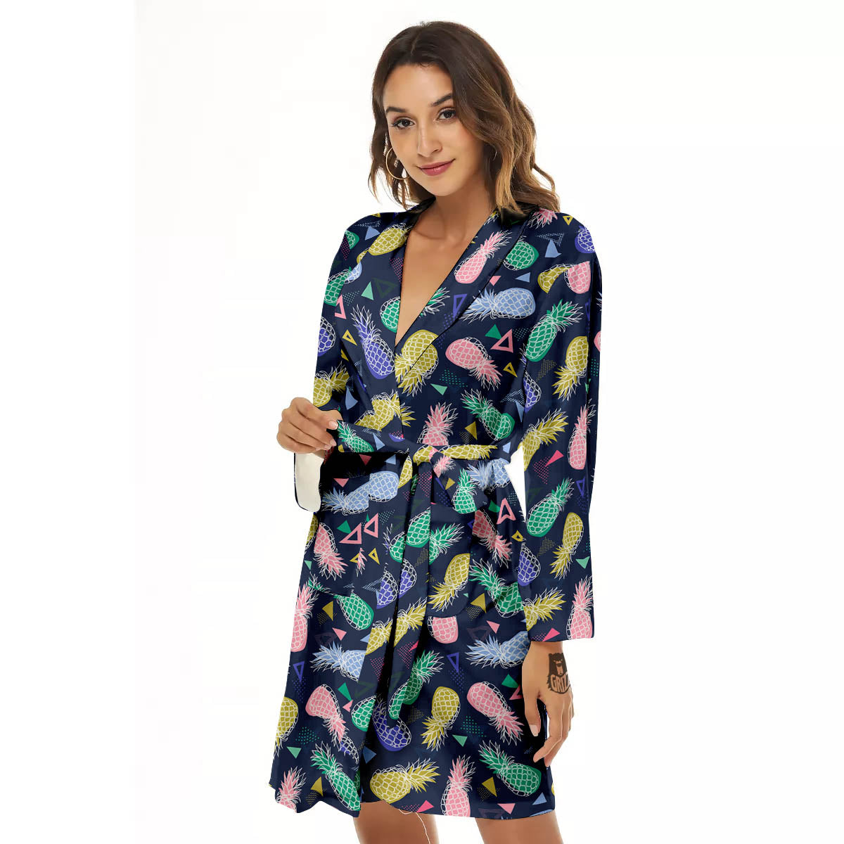 Pineapple Colorful Print Pattern Women's Robe-grizzshop