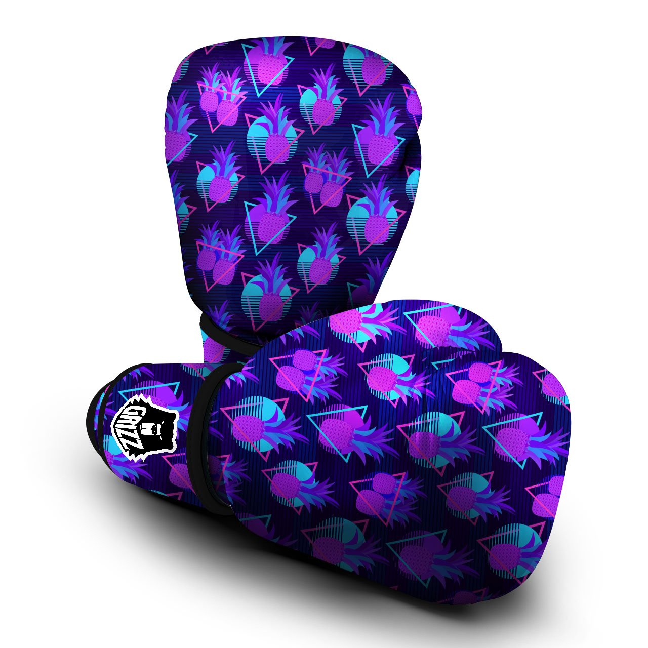 Pineapple EDM Purple Print Pattern Boxing Gloves-grizzshop