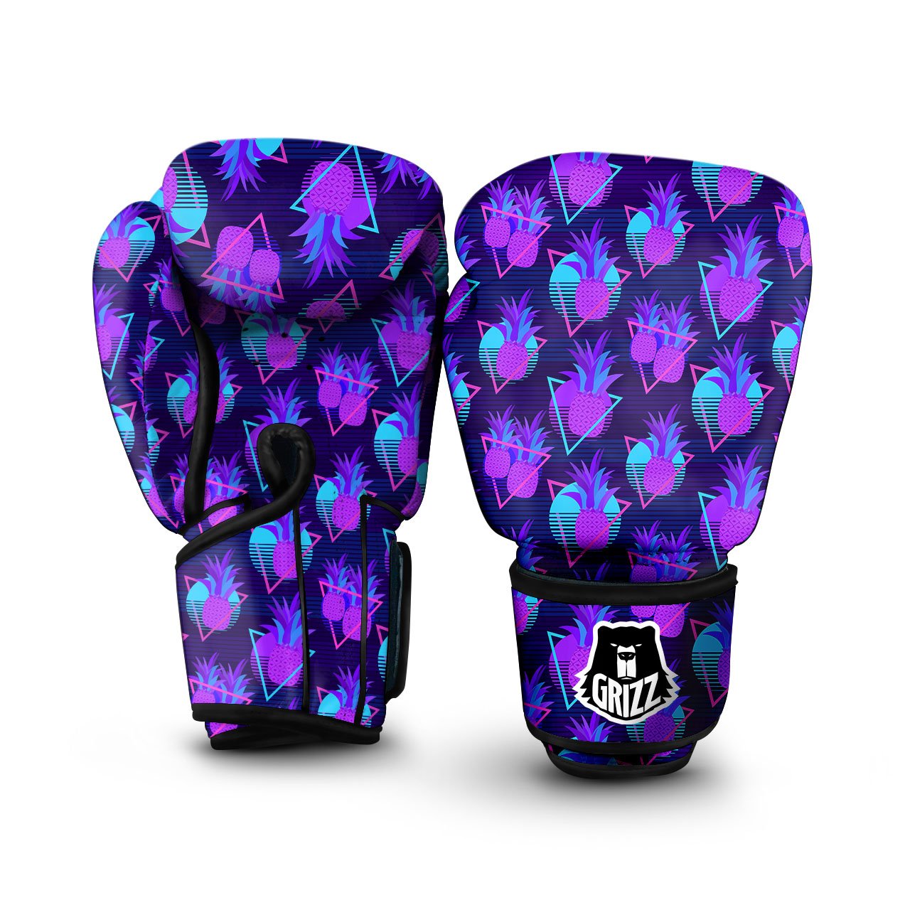 Pineapple EDM Purple Print Pattern Boxing Gloves-grizzshop